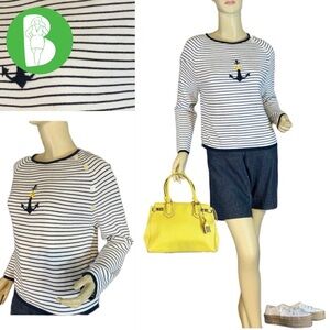 NORTON STUDIO PETITES KNIT BLUE & WHITE NAUTICAL THEME SWEATER (MP)